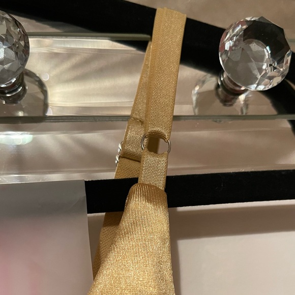 NEW Velius Women's Sexy Deep V Neck Shiny Bodysuit Tank Tops Underwire XL Gold - Picture 9 of 16